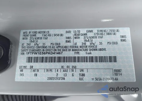 2023 Ford F-150 Xlt z USA, uszkodzony, nr VIN 1FTFW1E56PKD41467